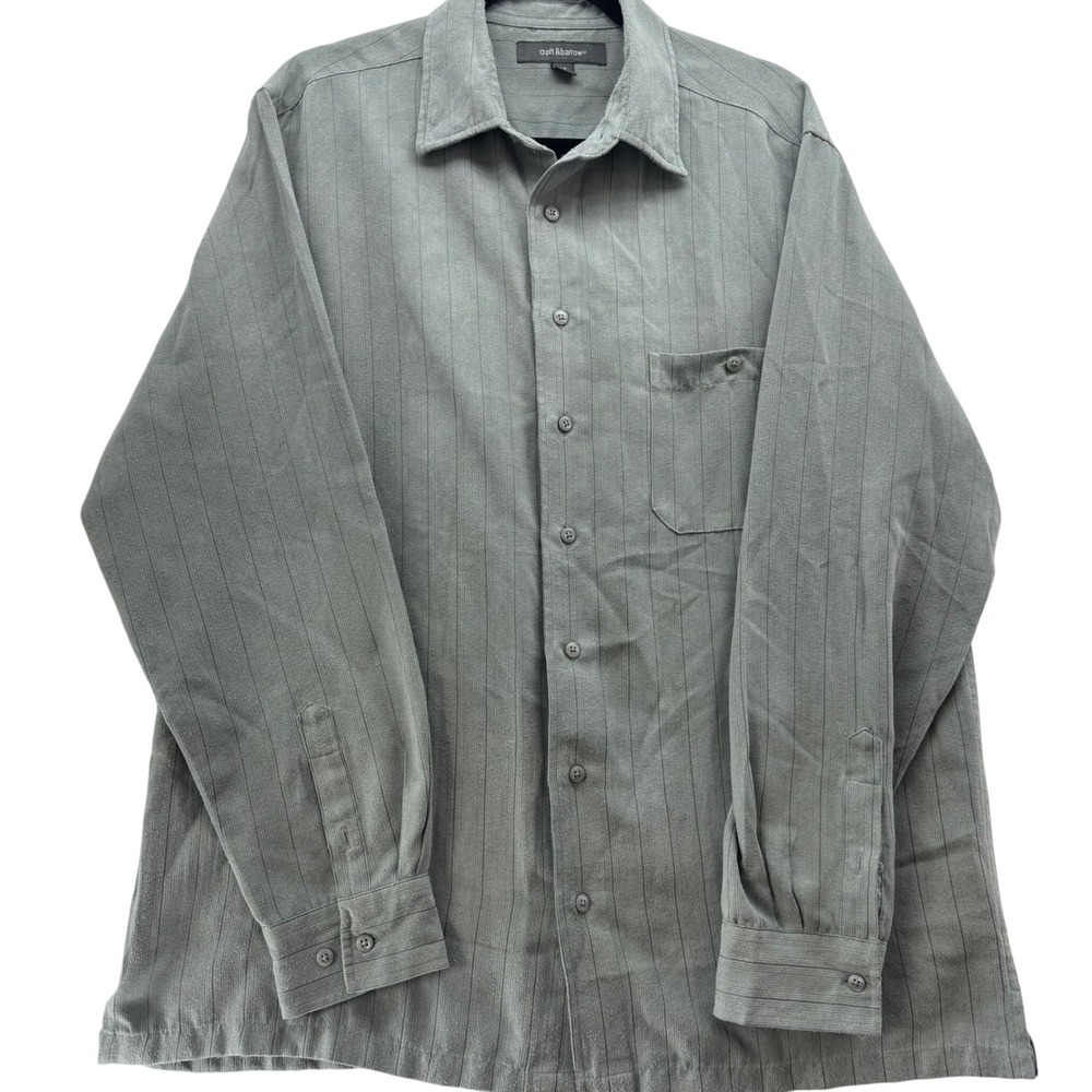 Croft & Barrow Men's LT Gray Striped Button Down Shirt Long Sleeve Casual‎ Fit